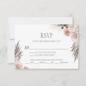 Boho Chic Pampas Grass Pink Sage Blumenhochzeit RSVP Karte (Vorderseite)