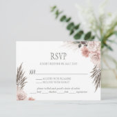 Boho Chic Pampas Grass Pink Sage Blumenhochzeit RSVP Karte (Stehend Vorderseite)