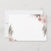 Boho Chic Pampas Grass Pink Sage Blumenhochzeit RSVP Karte (Rückseite)
