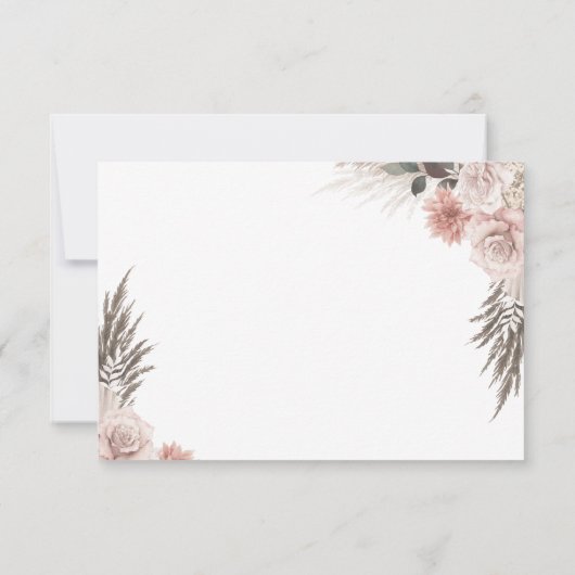 Boho Chic Pampas Grass Pink Sage Blumenhochzeit RSVP Karte (Rückseite)