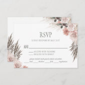 Boho Chic Pampas Grass Pink Sage Blumenhochzeit RSVP Karte (Vorne/Hinten)