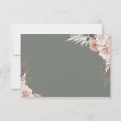 Boho Chic Pampas Grass Sage Green Floral Wedding RSVP Karte (Rückseite)