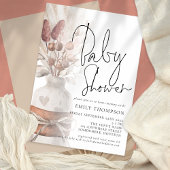 Boho Chic Pampas Grass Script Baby Dusche Einladung