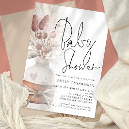 Boho Chic Pampas Grass Script Baby Dusche Einladung