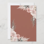 Boho Chic Pampas Grass Terracotta Hochzeit der Blu Einladung (Rückseite)