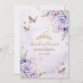 Boho Chic Pampas Lila Lilac Floral Quinceañera Dankeskarte (Rückseite)