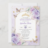 Boho Chic Pampas Lila Lilac Floral Quinceañera Einladung (Vorderseite)
