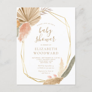 Boho-Chic-Pampasgras-Baby-Shower-Einladung Postkarte