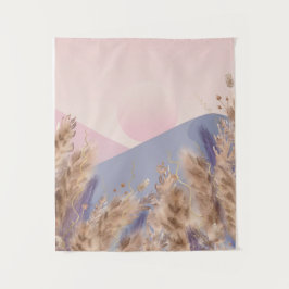 Boho Chic Pastel Pampas Grass Landschaft Natur Wandteppich