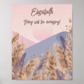 Boho Chic Pastel Pampas Grass Nature Custom Quote Poster (Vorne)