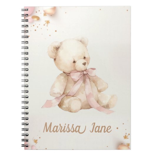 Boho Chic Pastel Pink and Brown Teddy Bear Notizblock (Vorderseite)