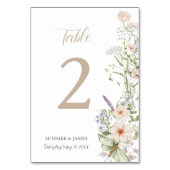 Boho Chic Pastel Wildblume Blumengarten Hochzeit Tischnummer (Vorderseite)