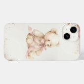 Boho Chic Pastell-Rosa und Brauner Teddybär Case-Mate iPhone Hülle (Rückseite (Horizontal))