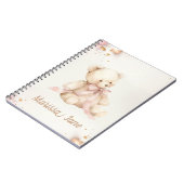 Boho Chic Pastell Rosa und Brauner Teddybär Notizblock (Linke Seite)
