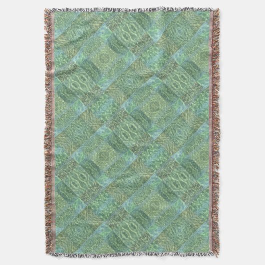 Boho Chic Patchwork Aquamarine Decke (Vorderseite Vertikal)