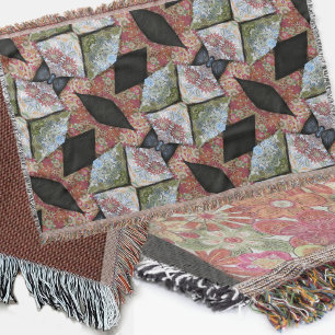 Boho Chic Patchwork-Muster Earthy Multi Color Decke