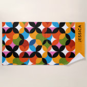 BOHO Chic Pattern Vibrant Mid Century Modern Name Strandtuch (Vorderseite)