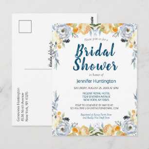 Boho Chic Peach Floral Brautparty Postkarte