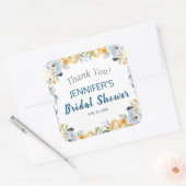 Boho Chic Peach Floral Brautparty Quadratischer Aufkleber (Umschlag)