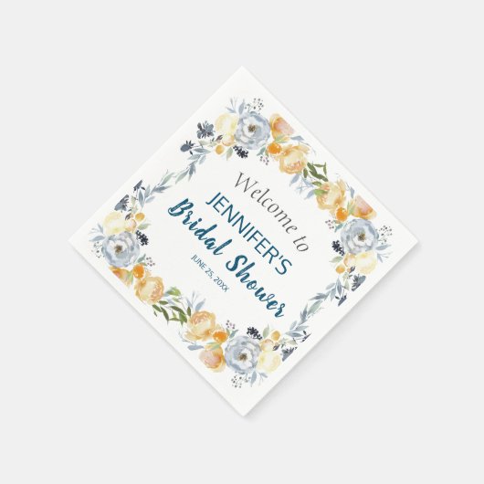 Boho Chic Peach Floral Brautparty Serviette (Ecke)