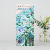 Boho Chic Peacock Back Feathers Wedding Program (Stehend Vorderseite)