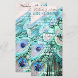 Boho Chic Peacock Back Feathers Wedding Program