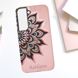 Boho Chic Personalisiert Floral Mandala Rose Gold Samsung Galaxy Hülle