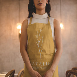 Boho Chic Personalisiert Monogram Mustard Yellow Schürze