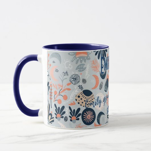 Boho Chic personalisierte Umarmung mit Himmelsflor Tasse (Links)