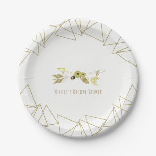 Boho Chic Pfeile & Goldene geometrische Dreiecke M Pappteller