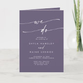 Boho Chic Pflaume Lila wir falten Hochzeit Programm (Vorderseite)