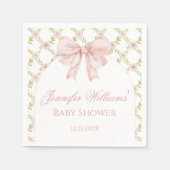 Boho Chic Pink Bow Floral Spring Baby Dusche Serviette (Vorderseite)