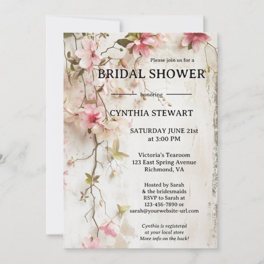 Boho Chic Pink Brautparty Einladung (Vorderseite)