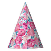 Boho Chic Pink Floral Custom Foto Happy Birthday Partyhütchen (Rückseite)