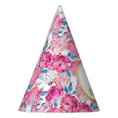 Boho Chic Pink Floral Custom Foto Happy Birthday Partyhütchen (Links)