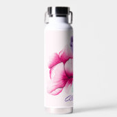 Boho Chic Pink Floral Water Flasche (Vorne)
