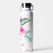 Boho Chic Pink Floral Water Flasche (Rückseite)