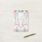 Boho Chic Pink Floral Watercolor Botanisch Post-it Klebezettel (Auf Schreibtisch)