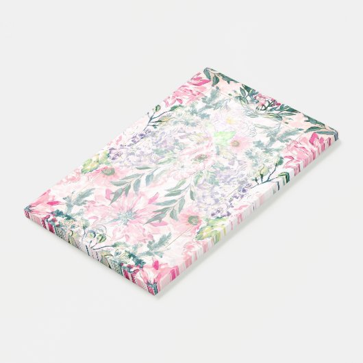 Boho Chic Pink Floral Watercolor Botanisch Post-it Klebezettel (angewinkelt)