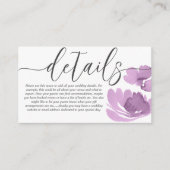 Boho Chic Pink Floral Watercolor Hochzeitsdetails Begleitkarte (Vorderseite)