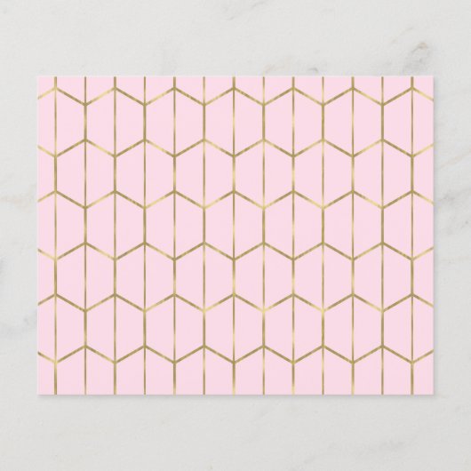 Boho Chic Pink Hexagon Gold Geometric Rett Date (Rückseite)