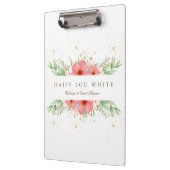 Boho Chic Pink & Ivory Greenery Blumengeschäft Klemmbrett (Links)