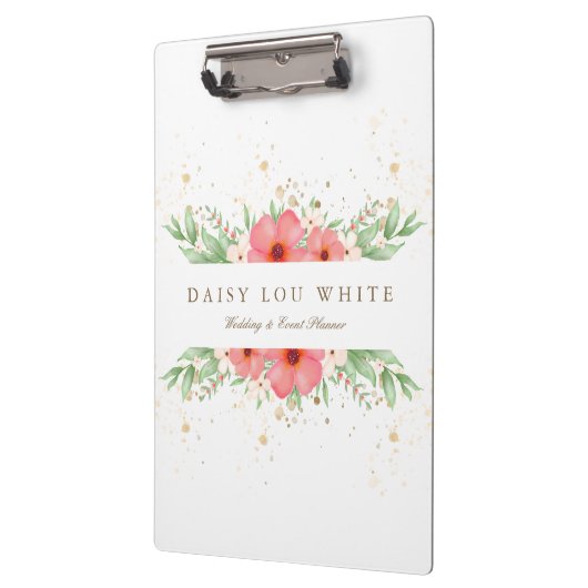 Boho Chic Pink & Ivory Greenery Blumengeschäft Klemmbrett (Links)