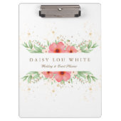 Boho Chic Pink & Ivory Greenery Blumengeschäft Klemmbrett (Vorderseite)