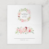 Boho Chic Pink Peony Floral Platzkarte (Außenseite Aufgefaltet)
