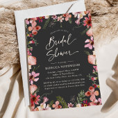 Boho Chic Pink Pressed Florals Grau Brautparty Einladung