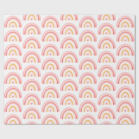 Boho Chic Pink Rainbow Patternpapier Geschenkpapier (Flach)