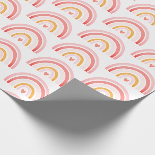 Boho Chic Pink Rainbow Patternpapier Geschenkpapier (Ecke)