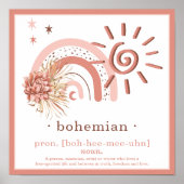 Boho Chic Pink Sun | Bohemische Definition von Reg Poster (Vorne)