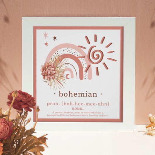 Boho Chic Pink Sun | Bohemische Definition von Reg Poster